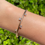JAY FEDER 18K ROSE GOLD EMERALD CUT DIAMOND BANGLE BRACELET