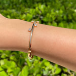 JAY FEDER 18K ROSE GOLD EMERALD CUT DIAMOND BANGLE BRACELET