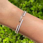 JAY FEDER 18K ROSE GOLD DIAMOND WHITE ENAMEL DOUBLE ROW BANGLE BRACELE…