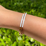 JAY FEDER 18K ROSE GOLD DIAMOND WHITE ENAMEL DOUBLE ROW BANGLE BRACELE…