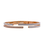 JAY FEDER 18K ROSE GOLD DIAMOND WHITE ENAMEL DOUBLE ROW BANGLE BRACELET