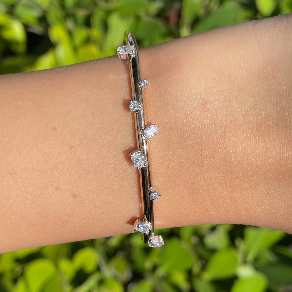 Jay Feder 18k Rose Gold Oval Diamond Bangle Bracelet