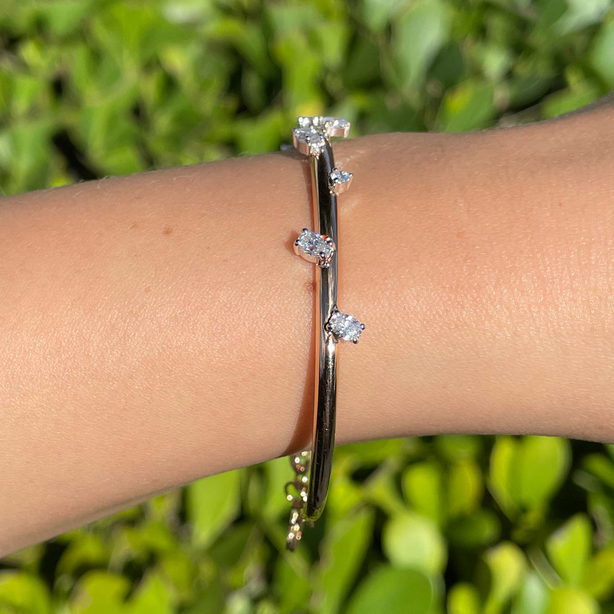 Jay Feder 18k Rose Gold Oval Diamond Bangle Bracelet