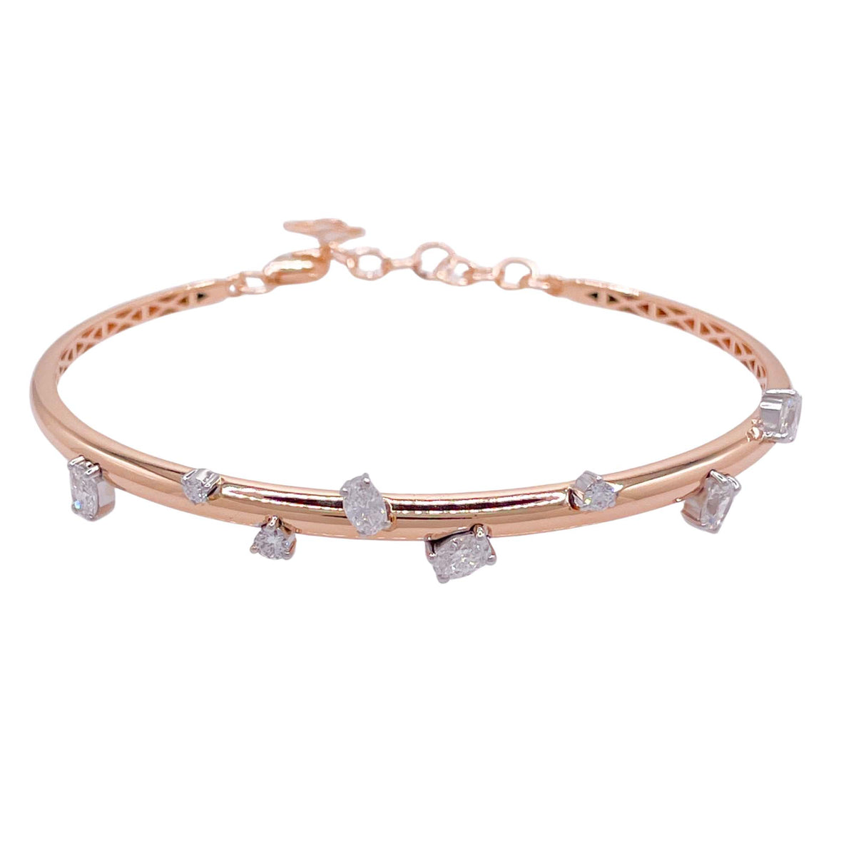 Jay Feder 18k Rose Gold Oval Diamond Bangle Bracelet