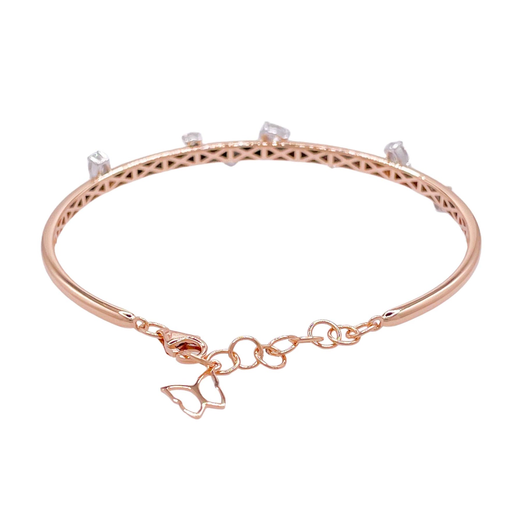 Jay Feder 18k Rose Gold Oval Diamond Bangle Bracelet