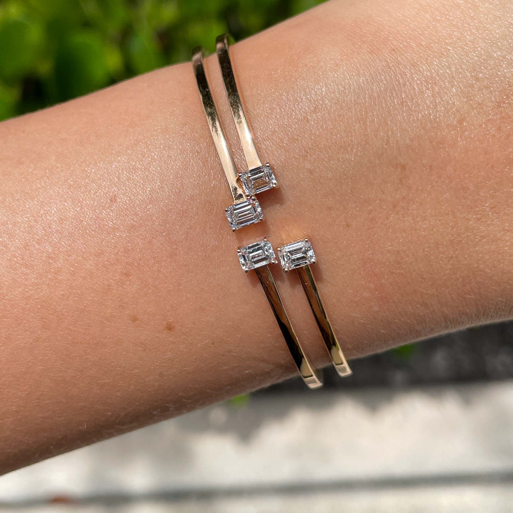 Jay Feder 18k Rose Gold Emerald Diamond Hinge Bracelet