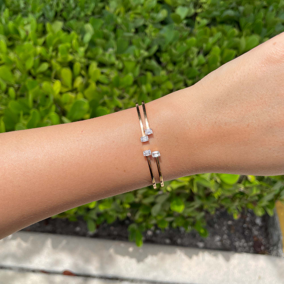 Jay Feder 18k Rose Gold Emerald Diamond Hinge Bracelet