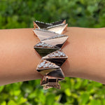 Jay Feder 18k Rose Gold Diamond Wide Bangle Bracelet