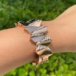 Jay Feder 18k Rose Gold Diamond Wide Bangle Bracelet