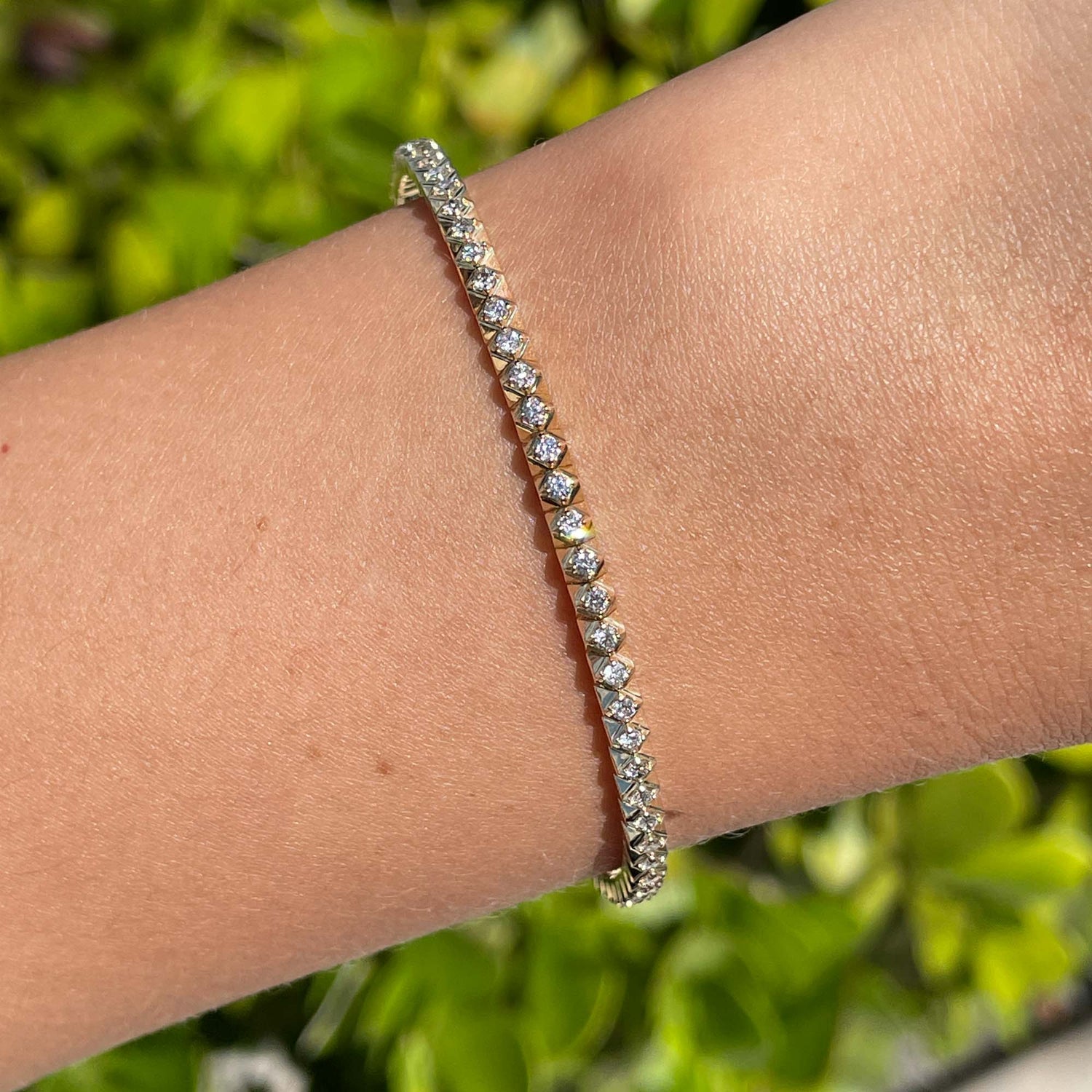 Jay Feder 14k Yellow Gold Diamond Flex Bangle Bracelet