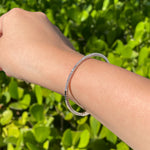 Jay Feder 14k White Gold Diamond Halfway Bangle Tennis Bracelet