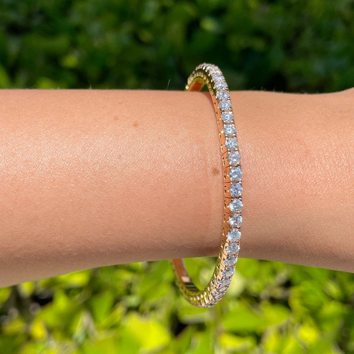 Jay Feder 18k Rose Gold Diamond Tennis Stretch Bracelet