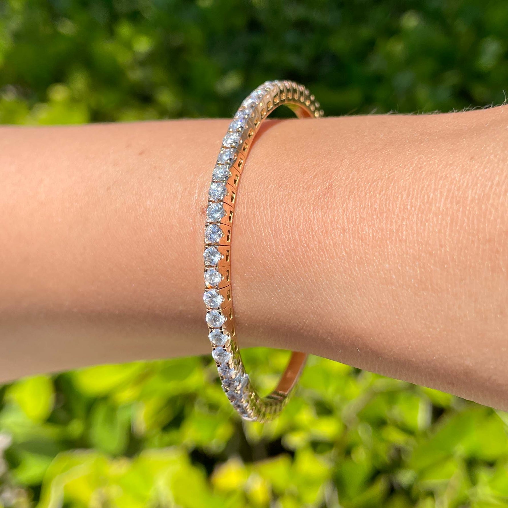 Jay Feder 18k Rose Gold Diamond Tennis Stretch Bracelet