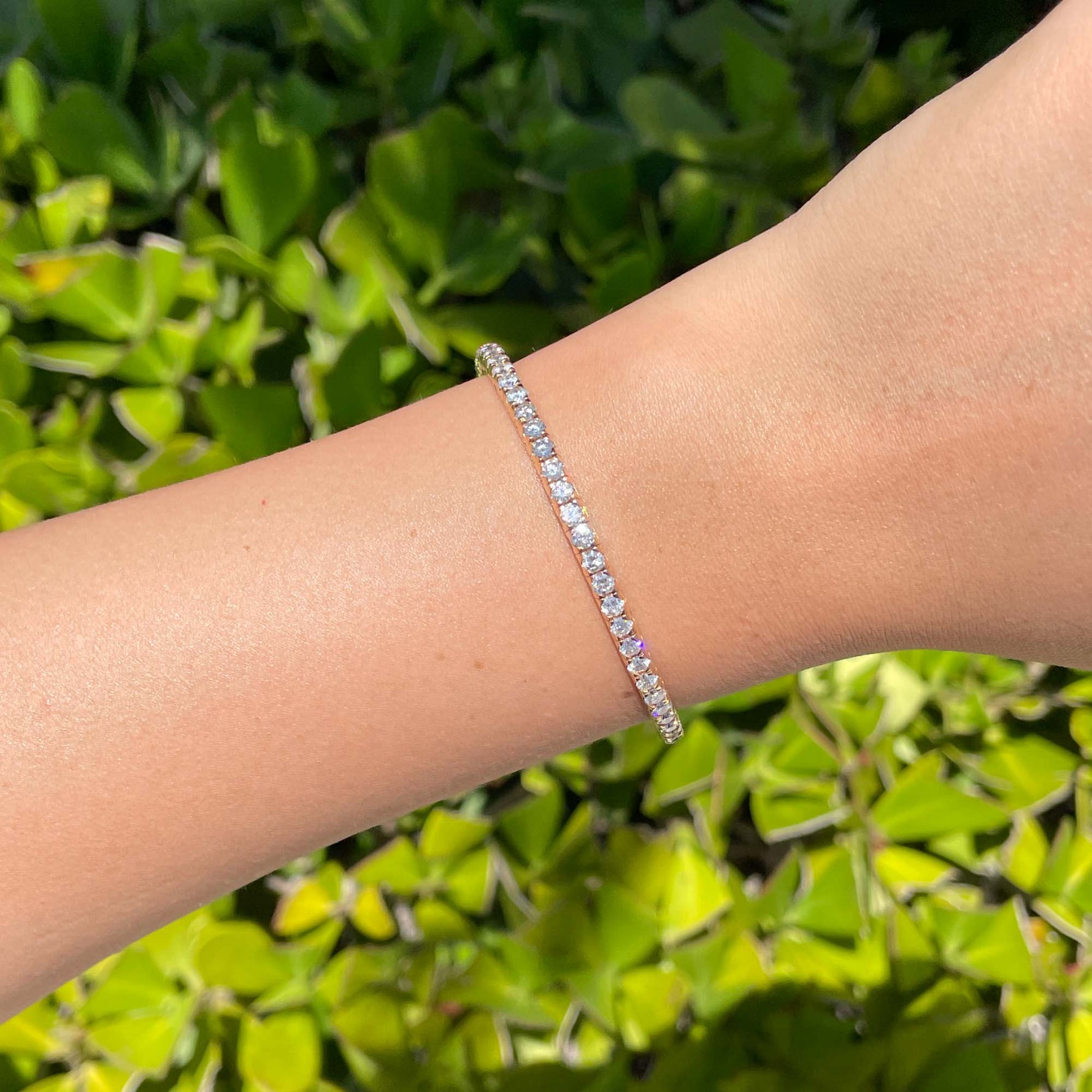 Jay Feder 18k Rose Gold Diamond Tennis Stretch Bracelet