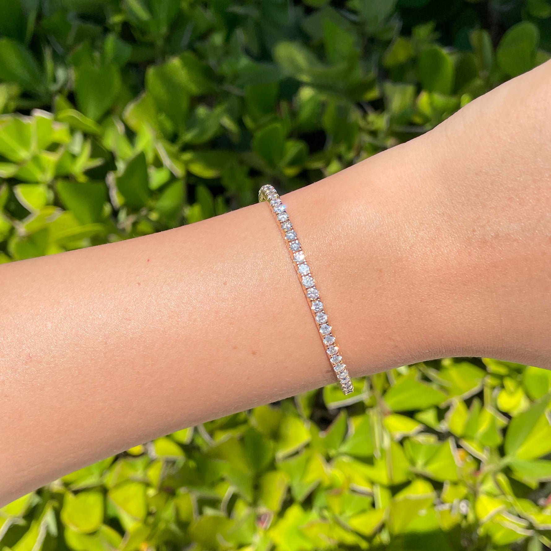 Jay Feder 18k Rose Gold Diamond Tennis Stretch Bracelet