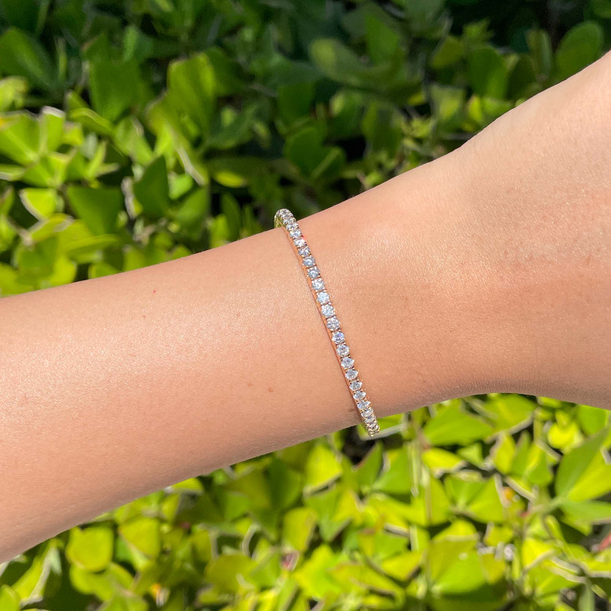 Jay Feder 18k Rose Gold Diamond Tennis Stretch Bracelet