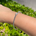 Jay Feder 18k White Gold Diamond 2 Flower Cluster Bangle Bracelet