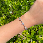 Jay Feder 18k White Gold Diamond 3 Flower Cluster Bangle Bracelet