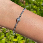 Jay Feder 18k White Gold Diamond Flower Cluster Bangle Bracelet