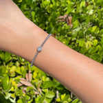 Jay Feder 18k White Gold Diamond Flower Cluster Bangle Bracelet