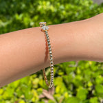 Jay Feder 18k Yellow Gold Diamond 2 Flower Cluster Bangle Bracelet