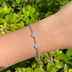 Jay Feder 18k Yellow Gold Diamond 2 Flower Cluster Bangle Bracelet