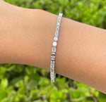 JAY FEDER 18K WHITE GOLD EMERALD CUT DIAMOND EAST TO WEST TENNIS BRACELET
