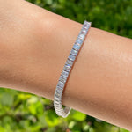 JAY FEDER 18K WHITE GOLD EMERALD CUT DIAMOND TENNIS BRACELET