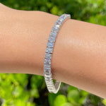JAY FEDER 18K WHITE GOLD EMERALD CUT DIAMOND TENNIS BRACELET