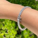 JAY FEDER 18K WHITE GOLD EMERALD CUT DIAMOND TENNIS BRACELET