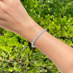 JAY FEDER 18K WHITE GOLD EMERALD CUT DIAMOND TENNIS BRACELET