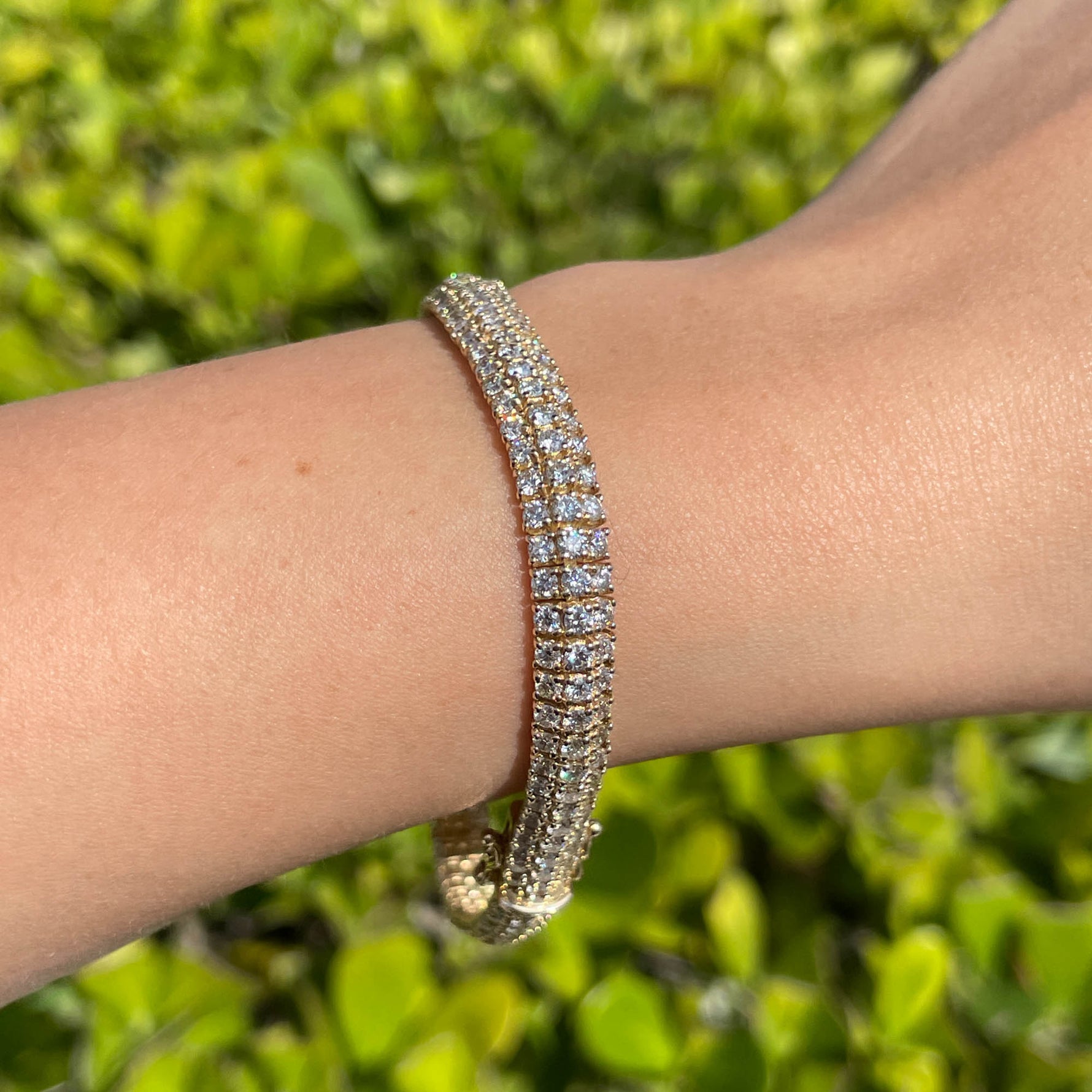 Jay Feder 14k Yellow Gold Diamond 3 Row Tennis Bracelet