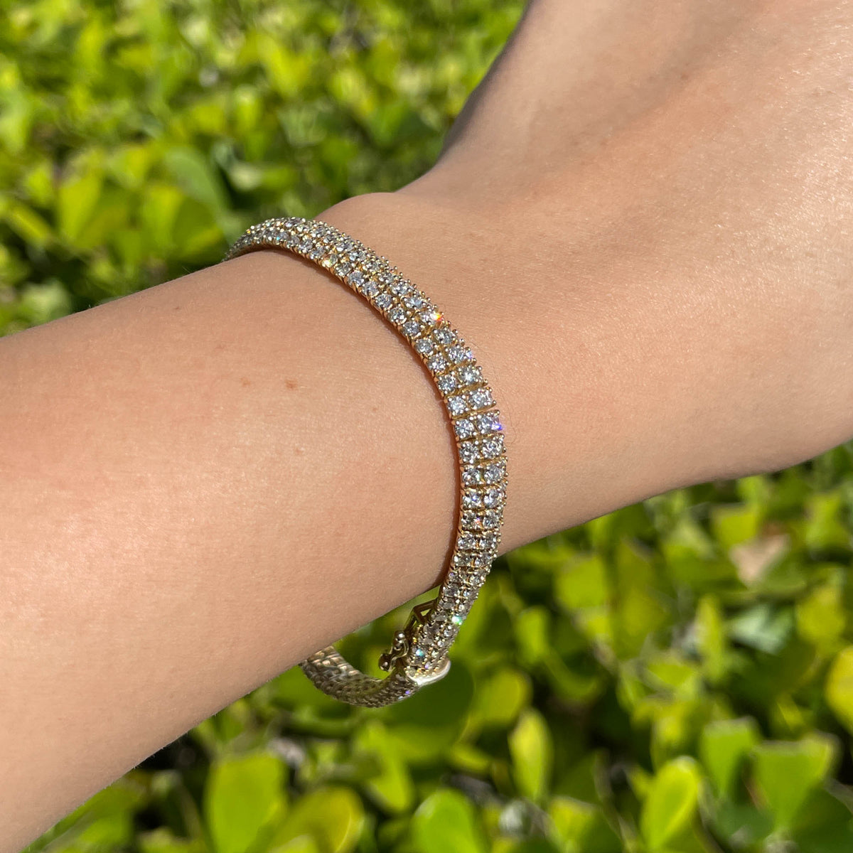 Jay Feder 14k Yellow Gold Diamond 3 Row Tennis Bracelet