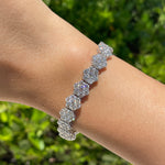 JAY FEDER 14K WHITE GOLD DIAMOND FLOWER TENNIS BRACELET