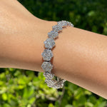 JAY FEDER 14K WHITE GOLD DIAMOND FLOWER TENNIS BRACELET