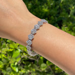JAY FEDER 14K WHITE GOLD DIAMOND FLOWER TENNIS BRACELET