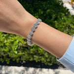 JAY FEDER 14K WHITE GOLD DIAMOND FLOWER TENNIS BRACELET