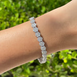 JAY FEDER 14K WHITE GOLD DIAMOND FLOWER CLUSTER TENNIS BRACELET