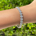JAY FEDER 14K WHITE GOLD DIAMOND FLOWER CLUSTER TENNIS BRACELET