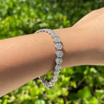 JAY FEDER 14K WHITE GOLD DIAMOND FLOWER CLUSTER TENNIS BRACELET