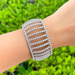 JAY FEDER 18K WHITE GOLD DIAMOND BEZEL SET WIDE BRACELET