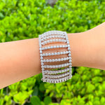 JAY FEDER 18K WHITE GOLD DIAMOND BEZEL SET WIDE BRACELET