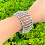 JAY FEDER 18K WHITE GOLD DIAMOND BEZEL SET WIDE BRACELET