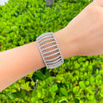 JAY FEDER 18K WHITE GOLD DIAMOND BEZEL SET WIDE BRACELET
