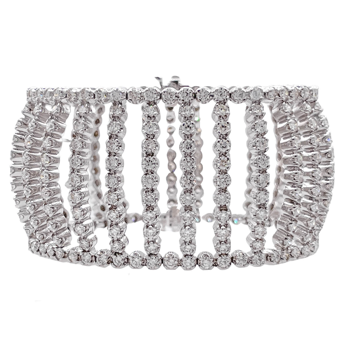 JAY FEDER 18K WHITE GOLD DIAMOND BEZEL SET WIDE BRACELET