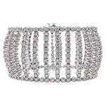 JAY FEDER 18K WHITE GOLD DIAMOND BEZEL SET WIDE BRACELET