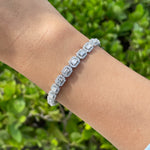 JAY FEDER 14K WHITE GOLD DIAMOND EMERALD HALO BRACELET