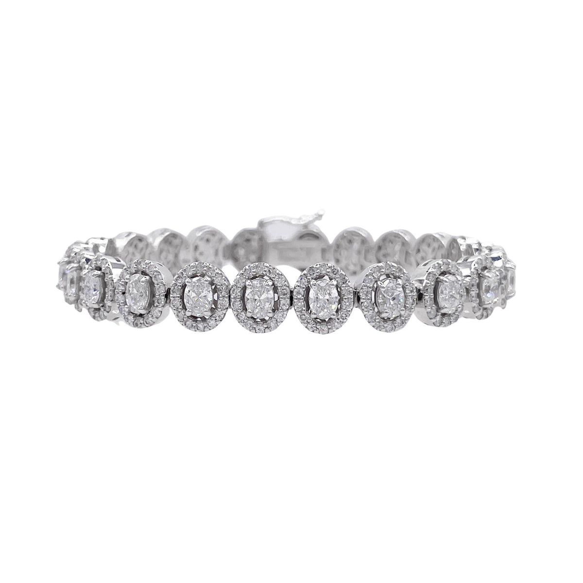 Jay Feder 14k White Gold Diamond Oval Halo Tennis Bracelet