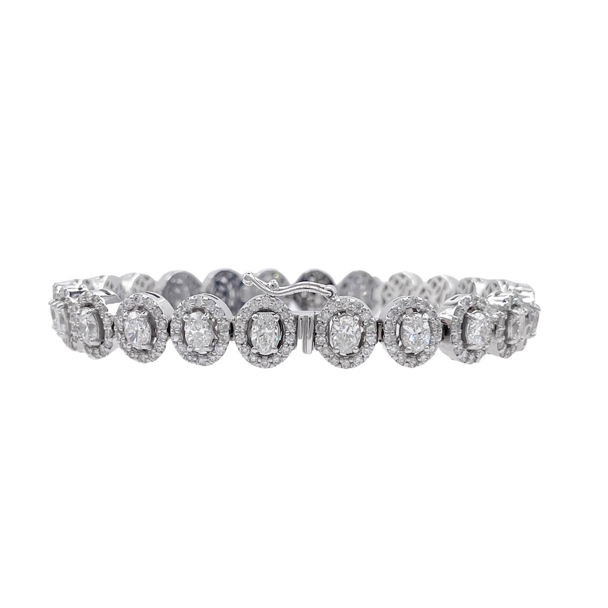 Jay Feder 14k White Gold Diamond Oval Halo Tennis Bracelet