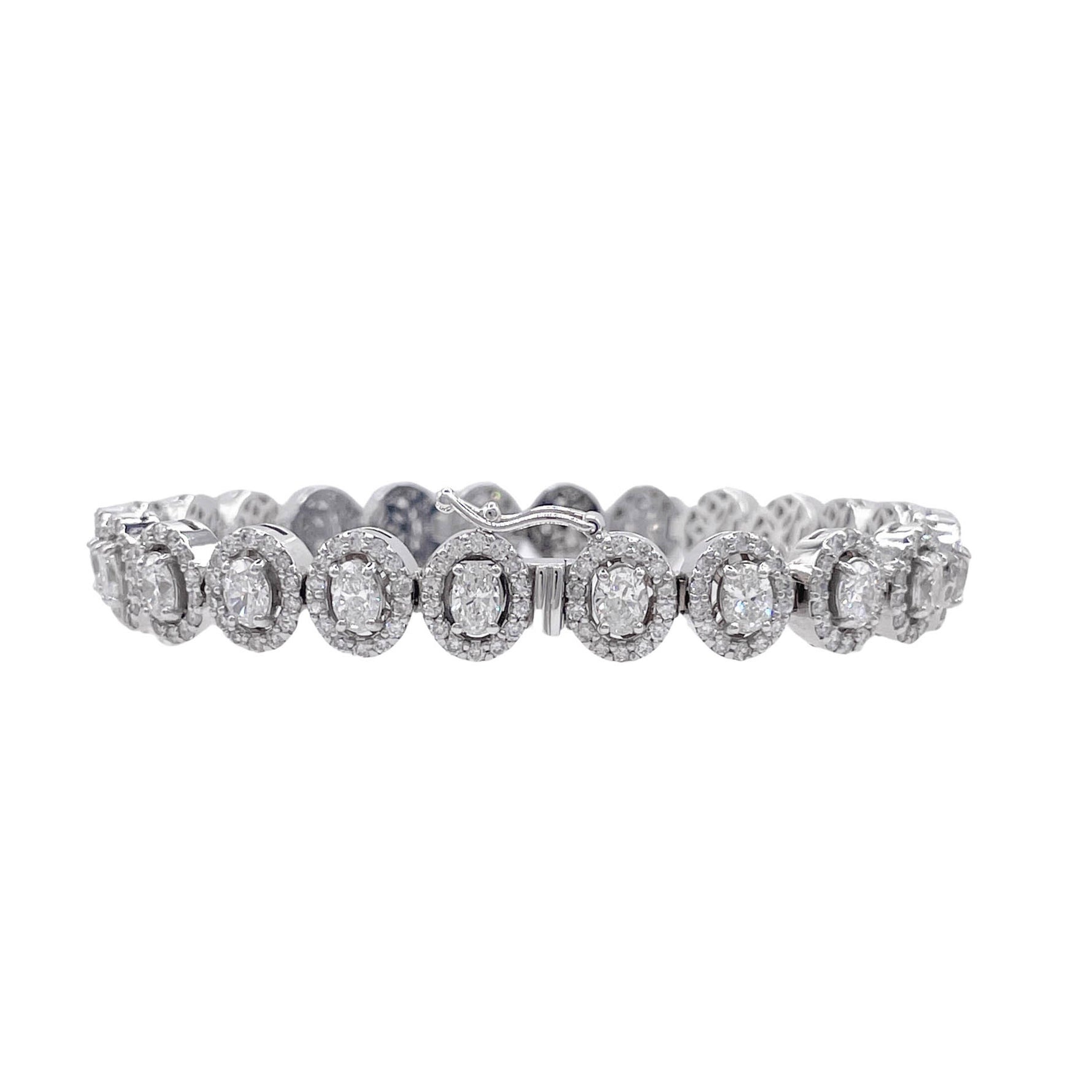 Jay Feder 14k White Gold Diamond Oval Halo Tennis Bracelet